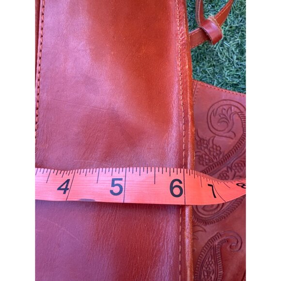 Handmade Leather Tote Bag & Coin Purse Set With Floral Embossing Large Size Oran - Picture 9 of 9